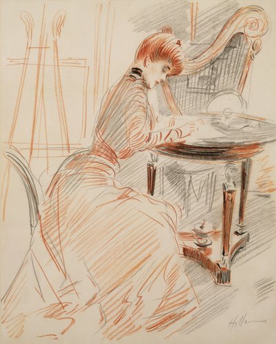 Madame Helleu beim Schreiben von Paul Cesar Helleu